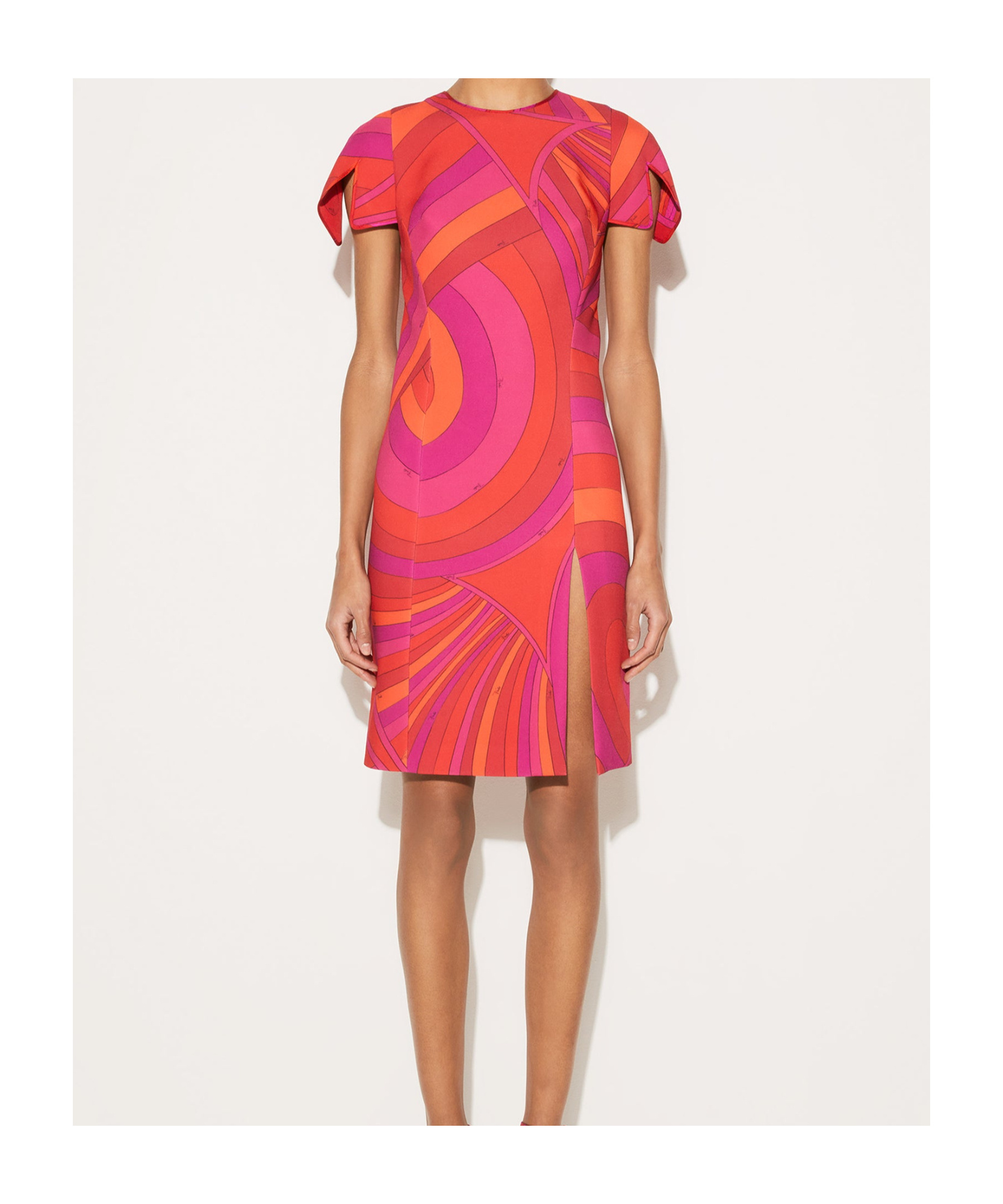 Pucci Round-collar Short-sleeve Dress In Red