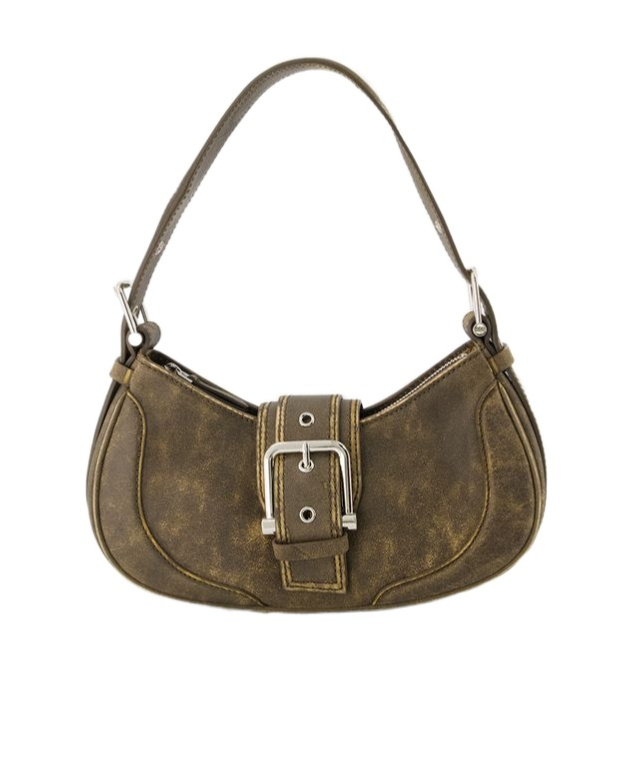 Osoi Brocle Vintage Brown Shoulder Bag In Leather Woman In Green