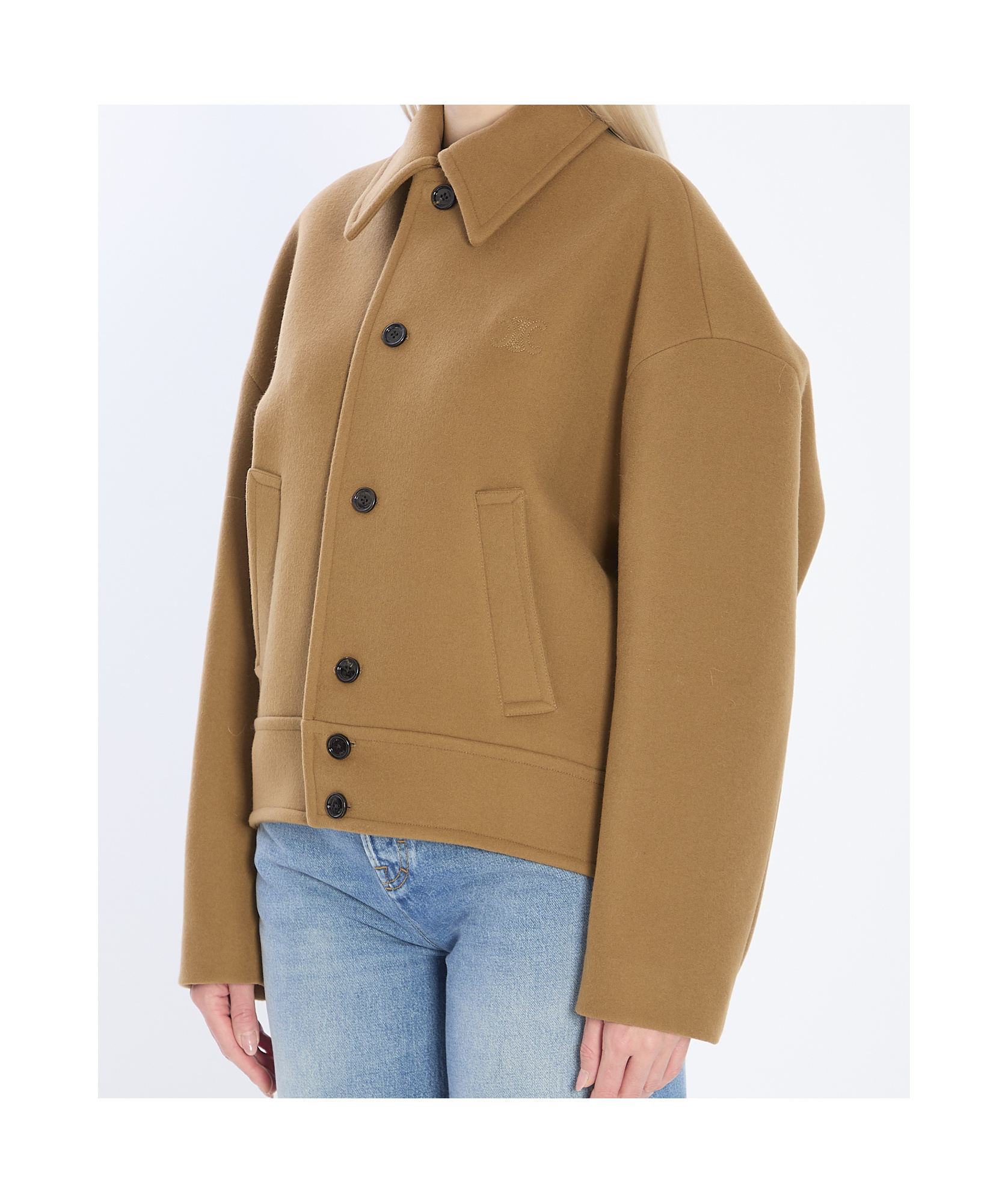 Celine Women Wool And Cashmere Bomber Jacket In Brown