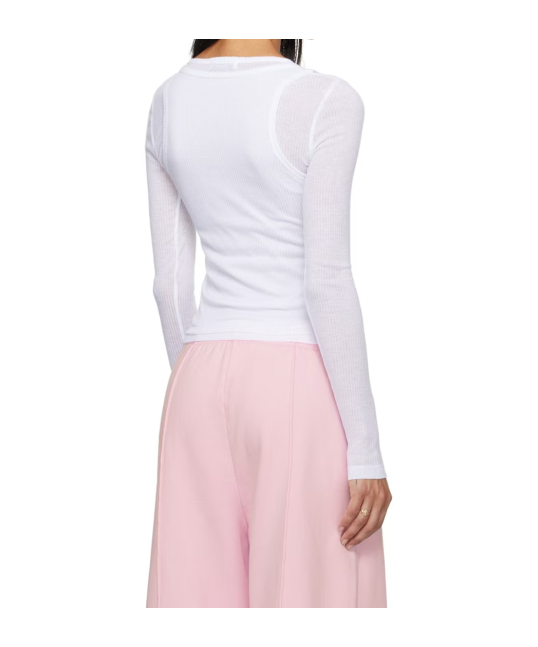 Shop Ambush Layered Ribbed-knit Top In White