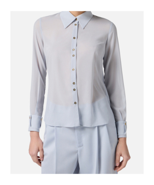Elisabetta Franchi Shirt In Georgette Fabric In Silver