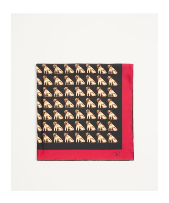 Valentino Petit Charles Scarf In Black/beige/red