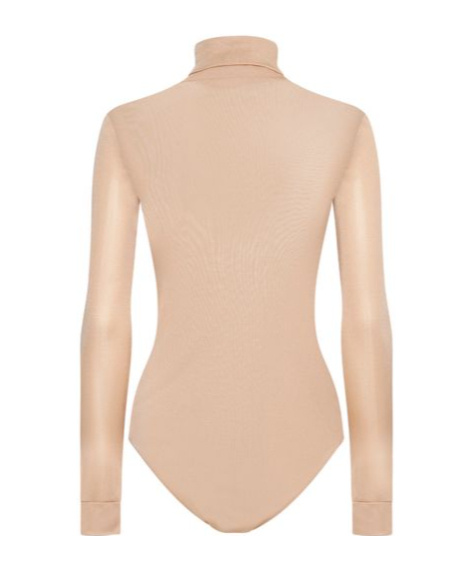 Maison Margiela Four Stitch Logo Turtleneck Bodysuit In Nude
