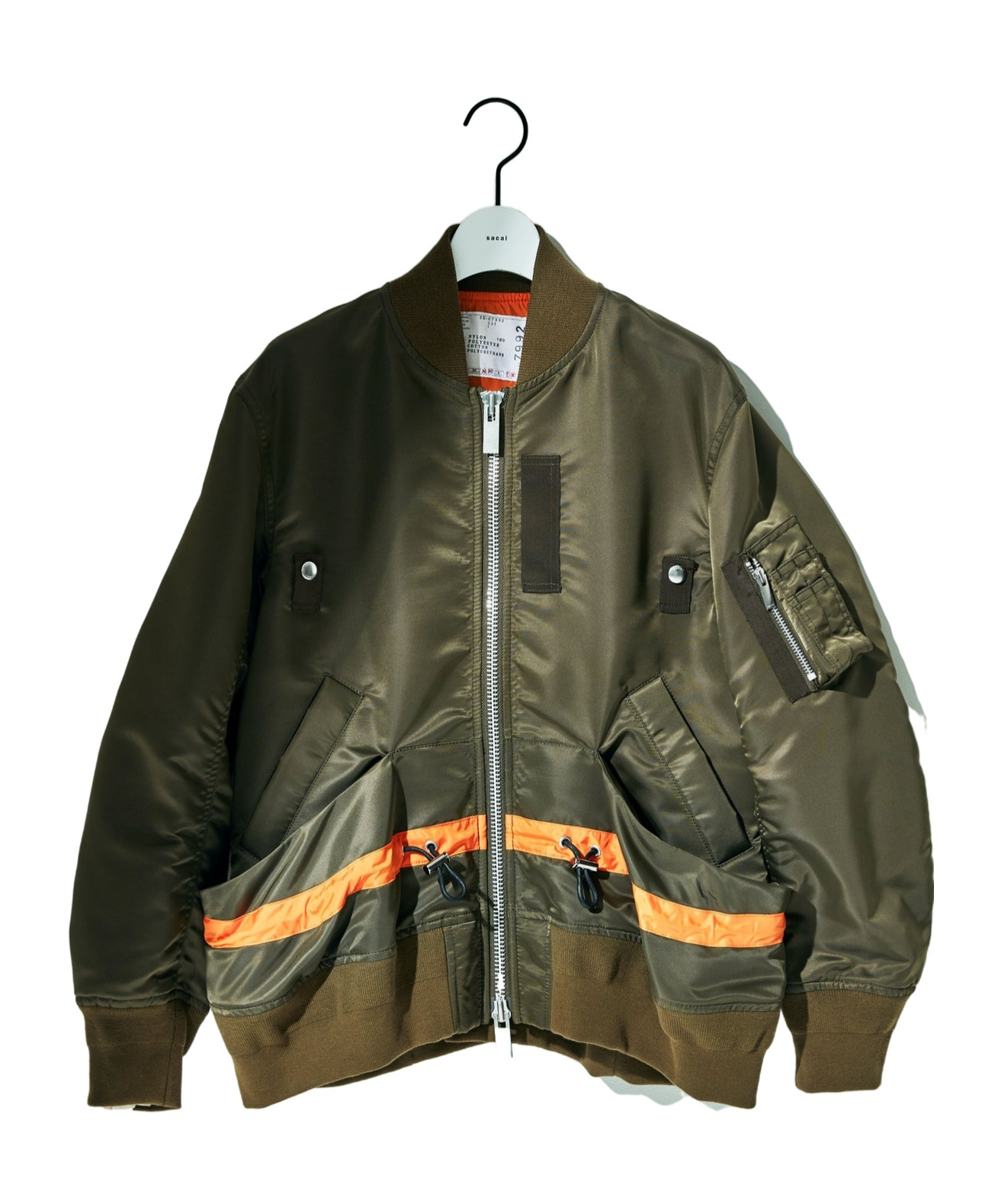 Sacai Stripe-detail Zip-up Bomber Jacket In Multi