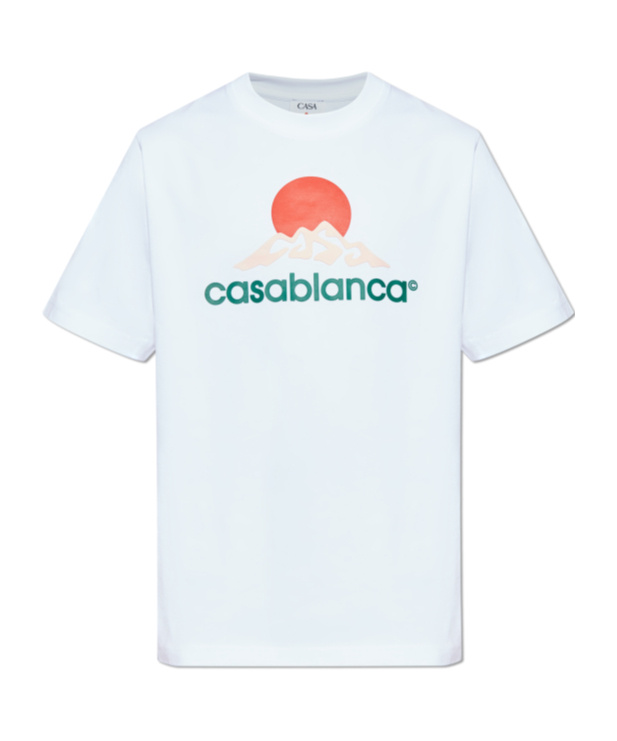Casablanca White Crewneck T-shirt With Logo On The Front