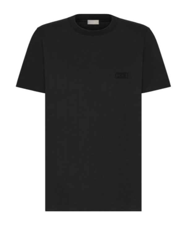 Dior Logo Round Collar Short-sleeved T-shirt In Black
