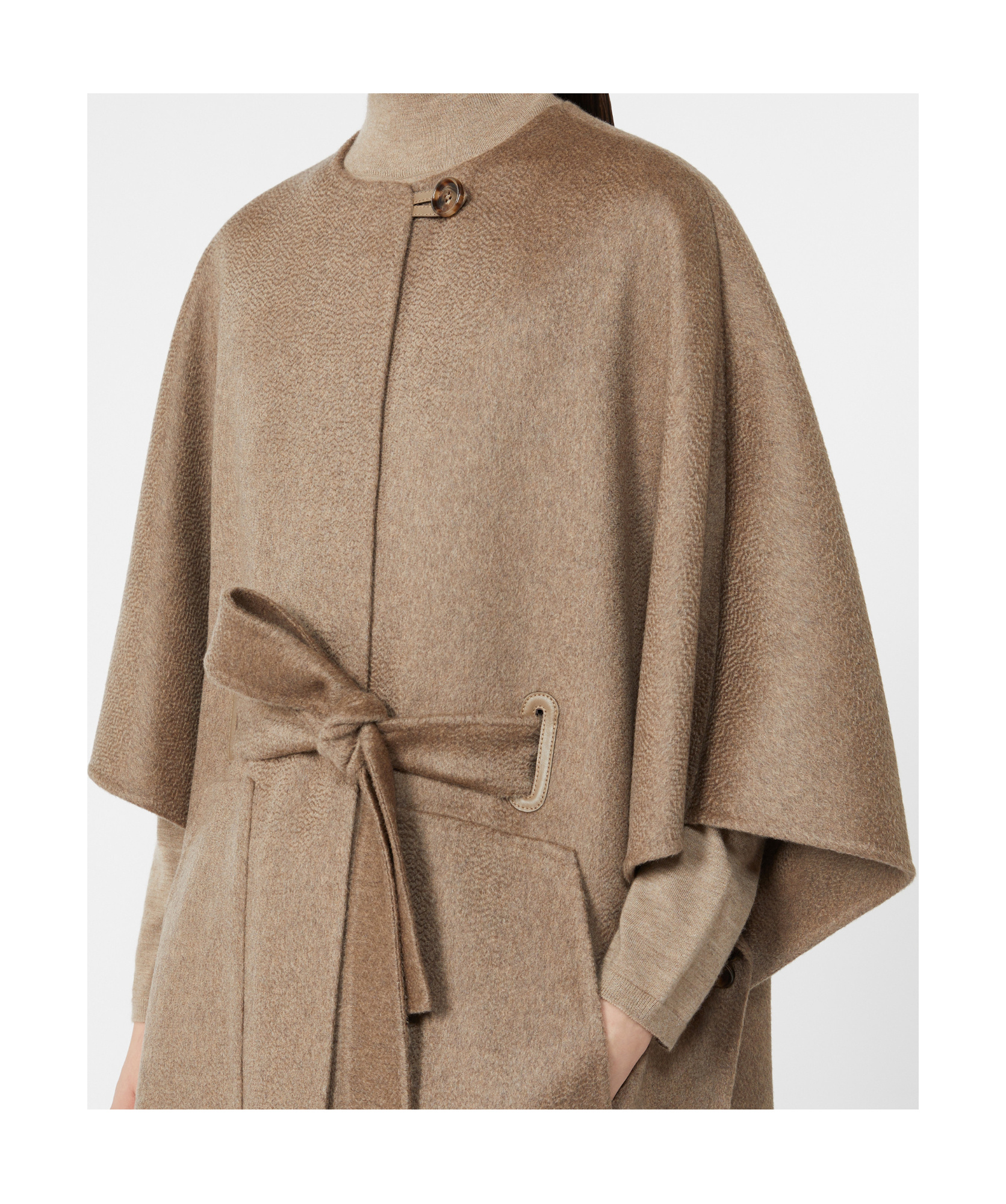 Max Mara Cashmere Cape With Belt In Brown