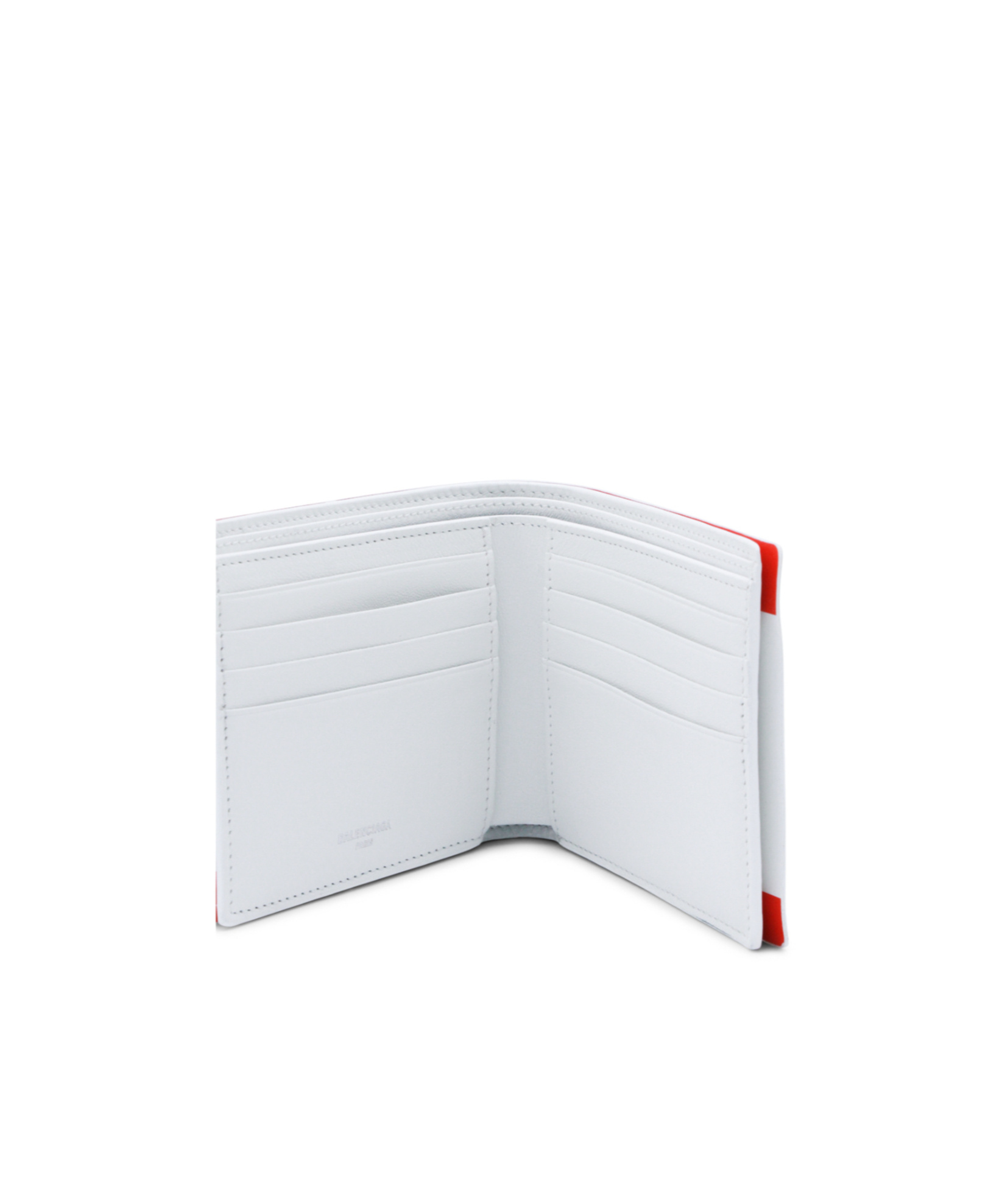 Balenciaga Red And White Leather Wallet In Multi