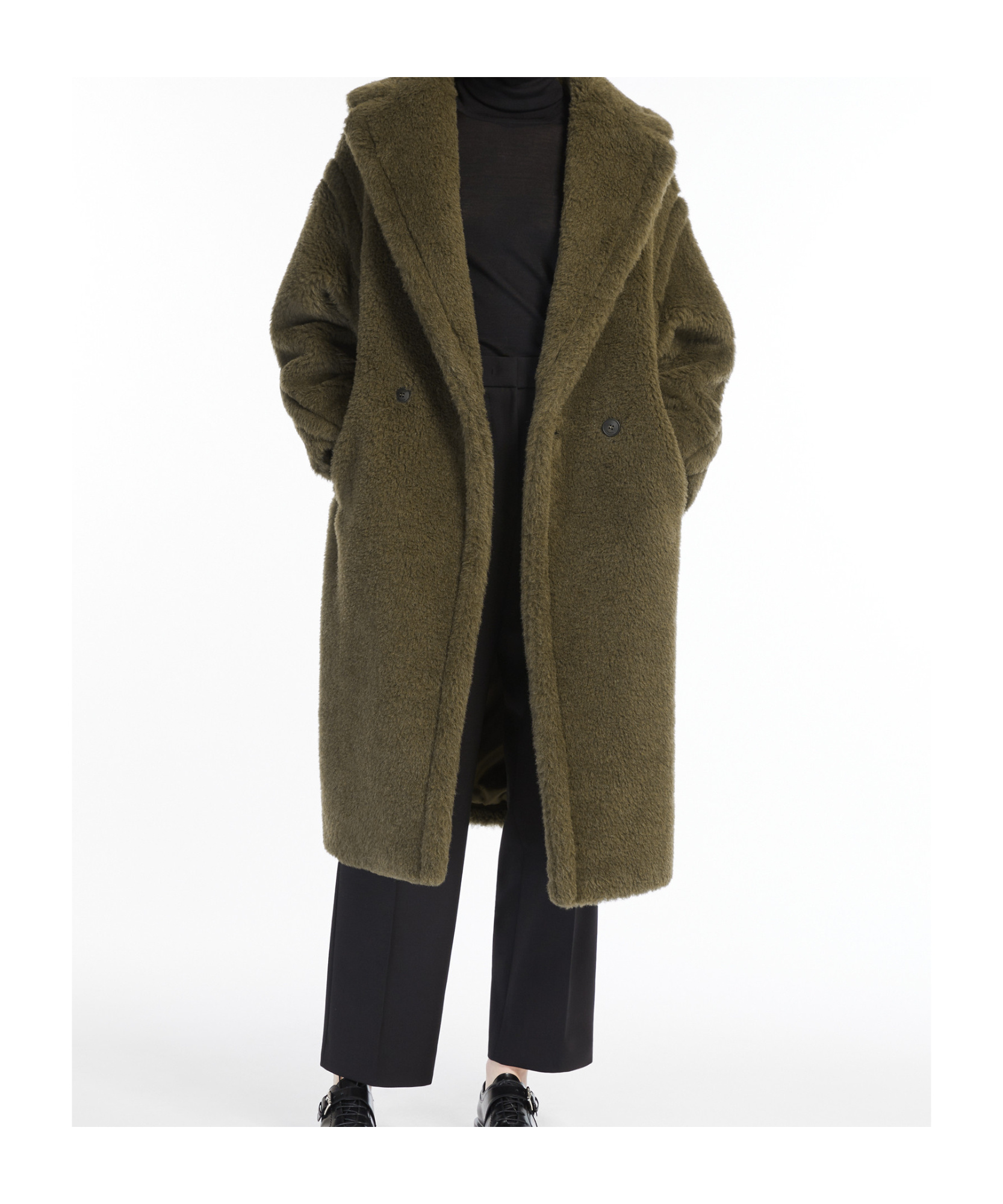 Max Mara Alpaca And Wool Teddy Bear Coat In Green