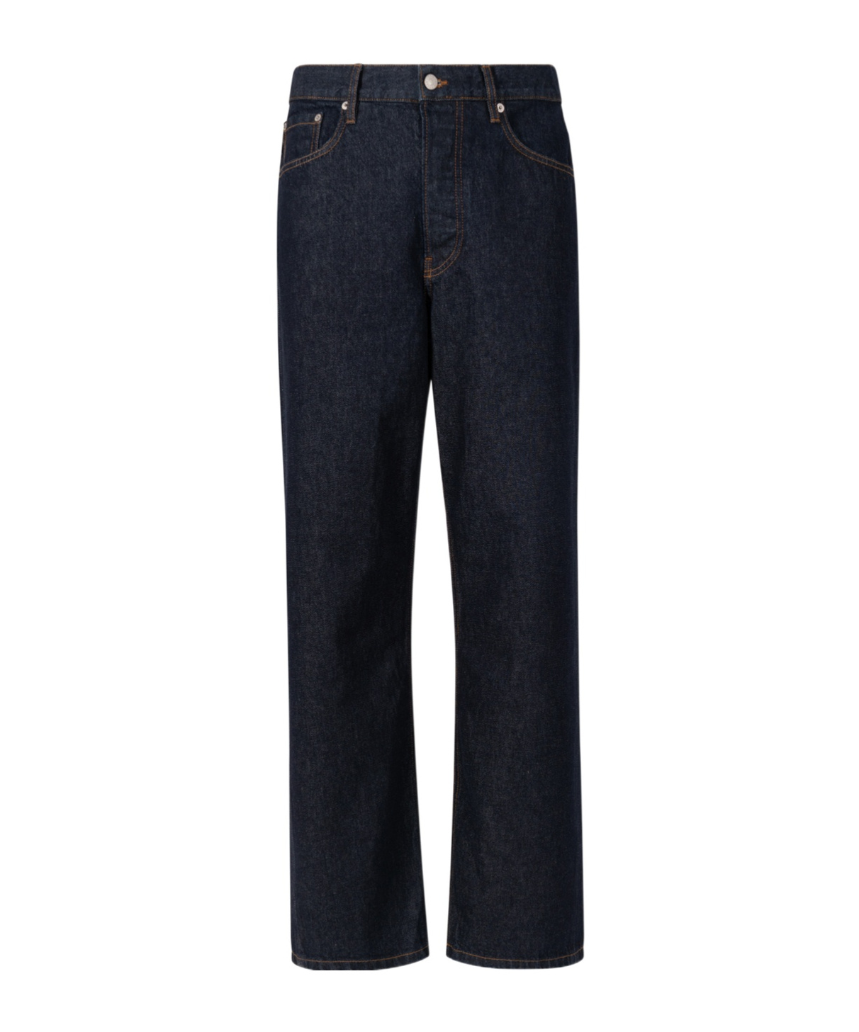 Dries Van Noten Straight Leg Denim Pants With Contrast Stitching In Blue