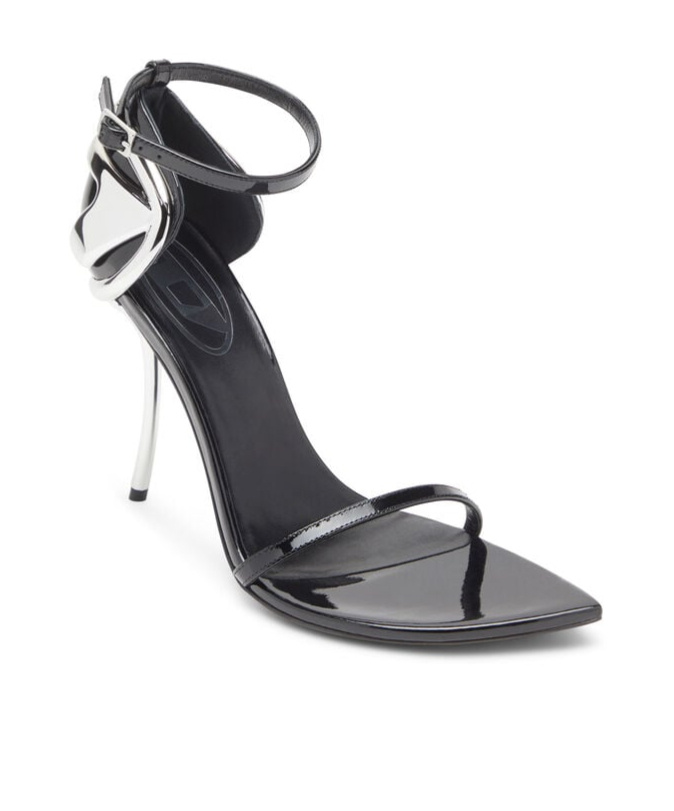 Diesel High Heel Open Toe Sandal With Metallic Detail