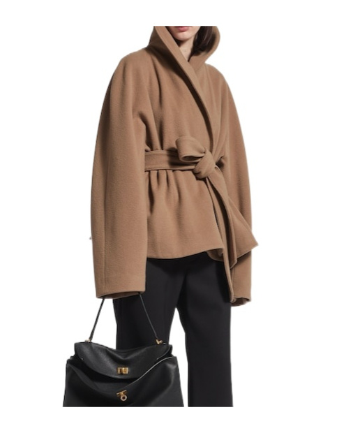 Balenciaga Women's Short Wrap Coat In Camel In Brown