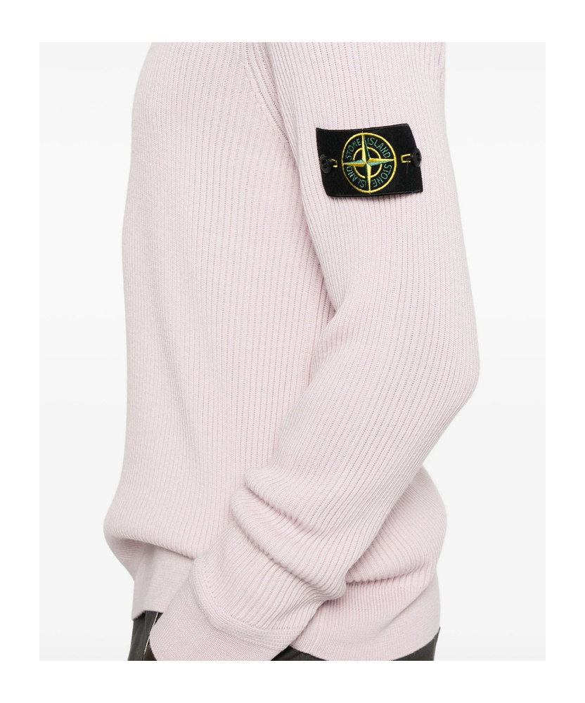 Stone Island Pink 5100053 Full Rib Rws Wool Sweater In Pink