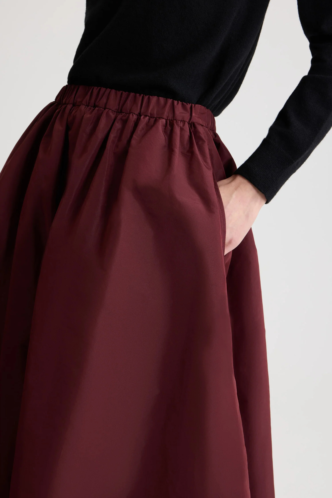 Patou Asymmetric Faille Midi Skirt In Burgundy