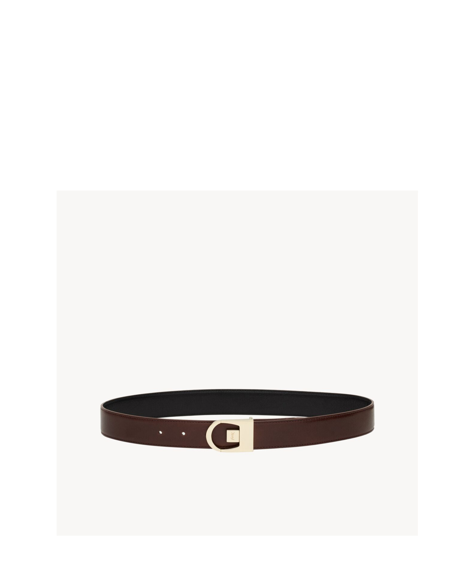 Saint Laurent Double-sided Belt In Black/reddish Brown