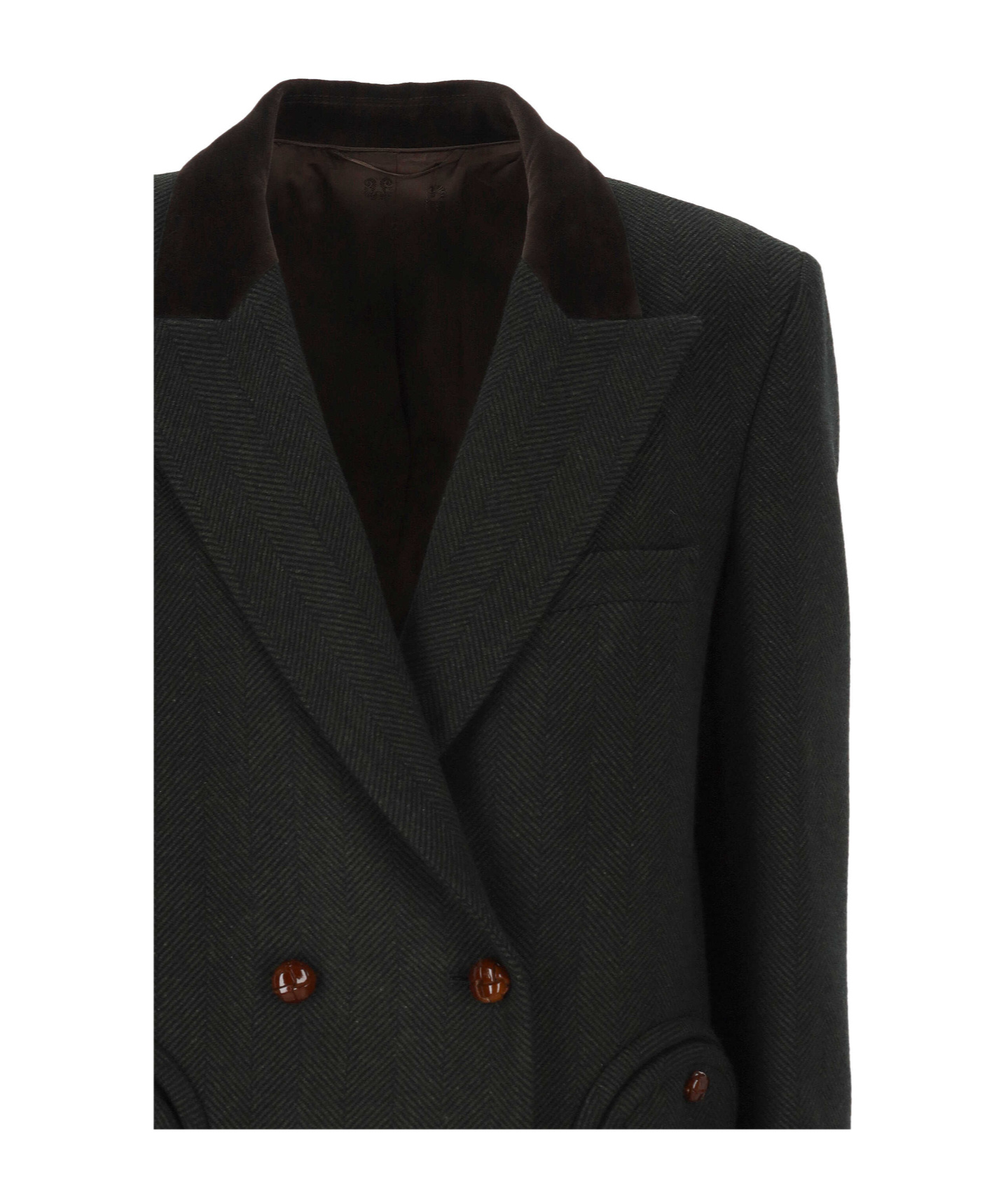 Blazé Milano Herringbone Double-breasted Jacket In Black