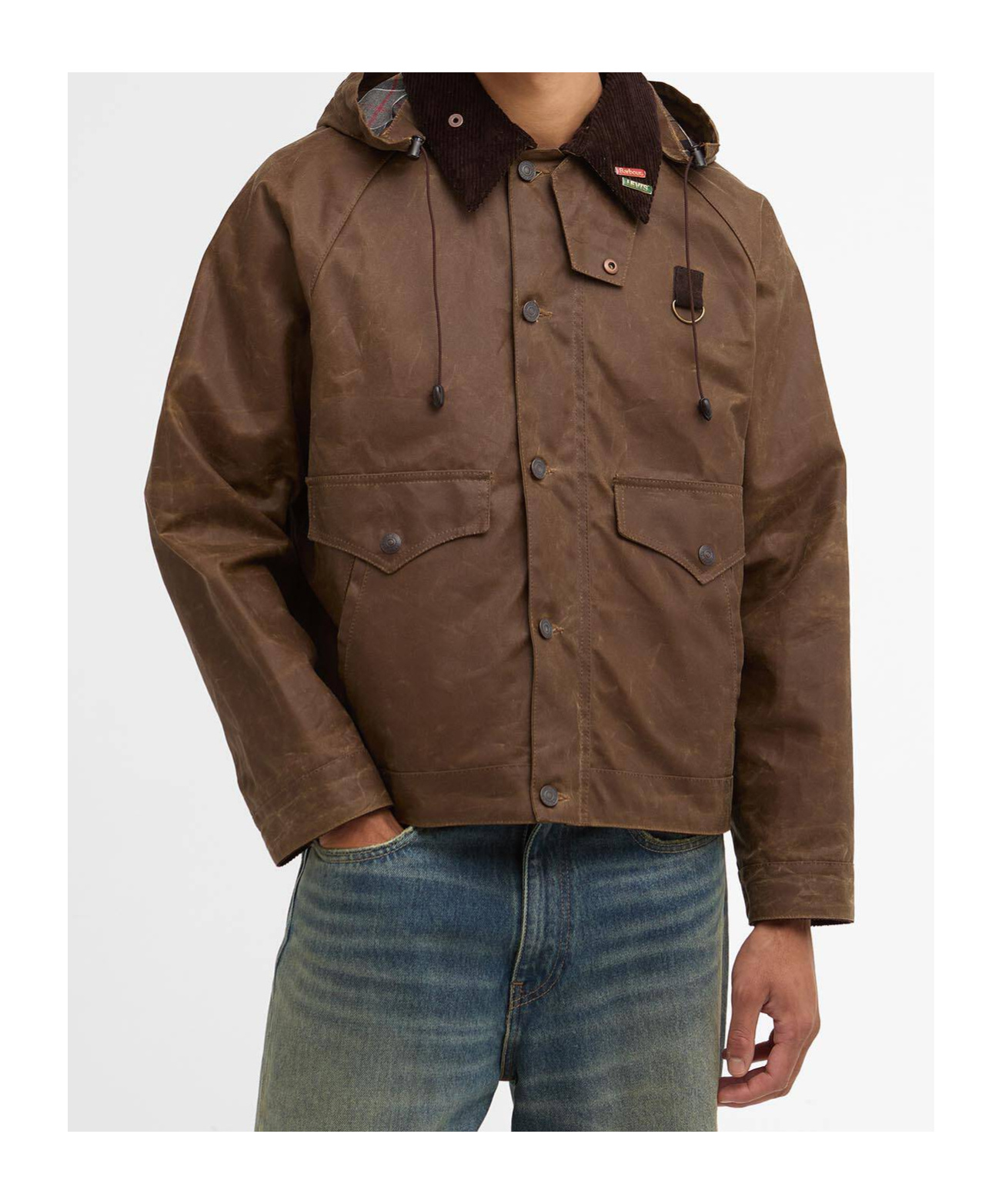 Barbour X Levi's Spey Waxed Jacket In Brown