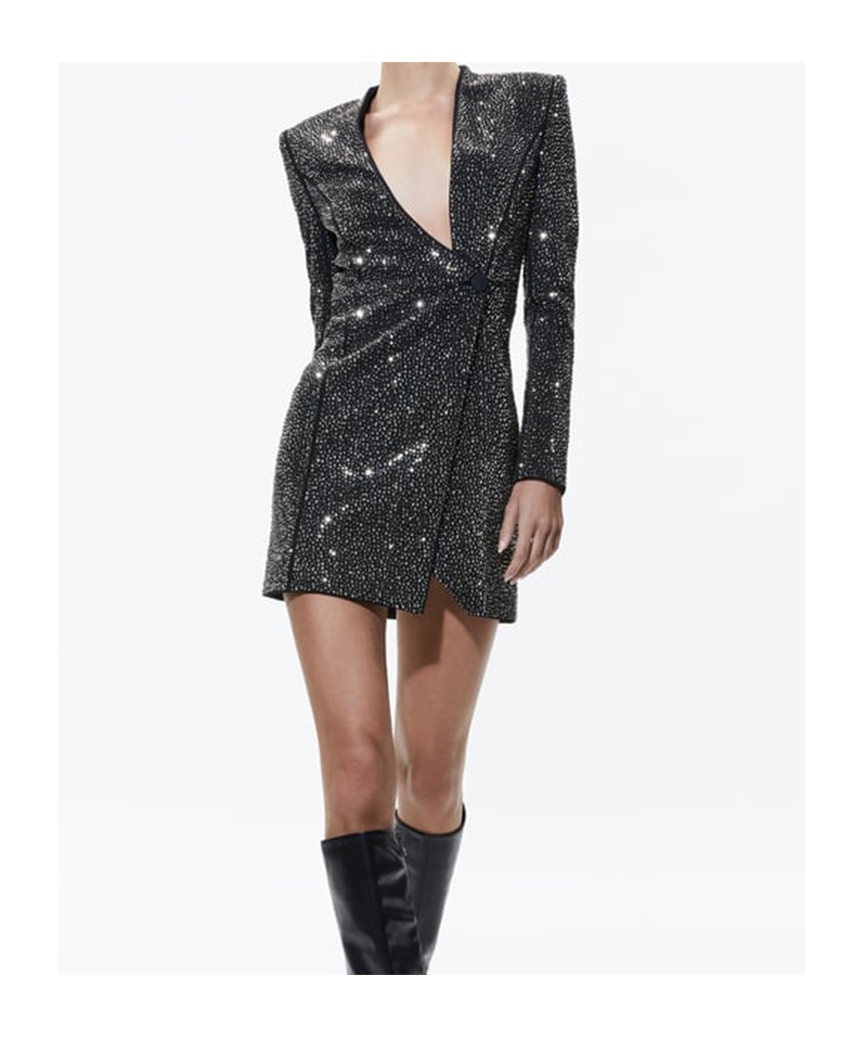 Alice And Olivia Embellished Curved Neckline Blazer Dress
