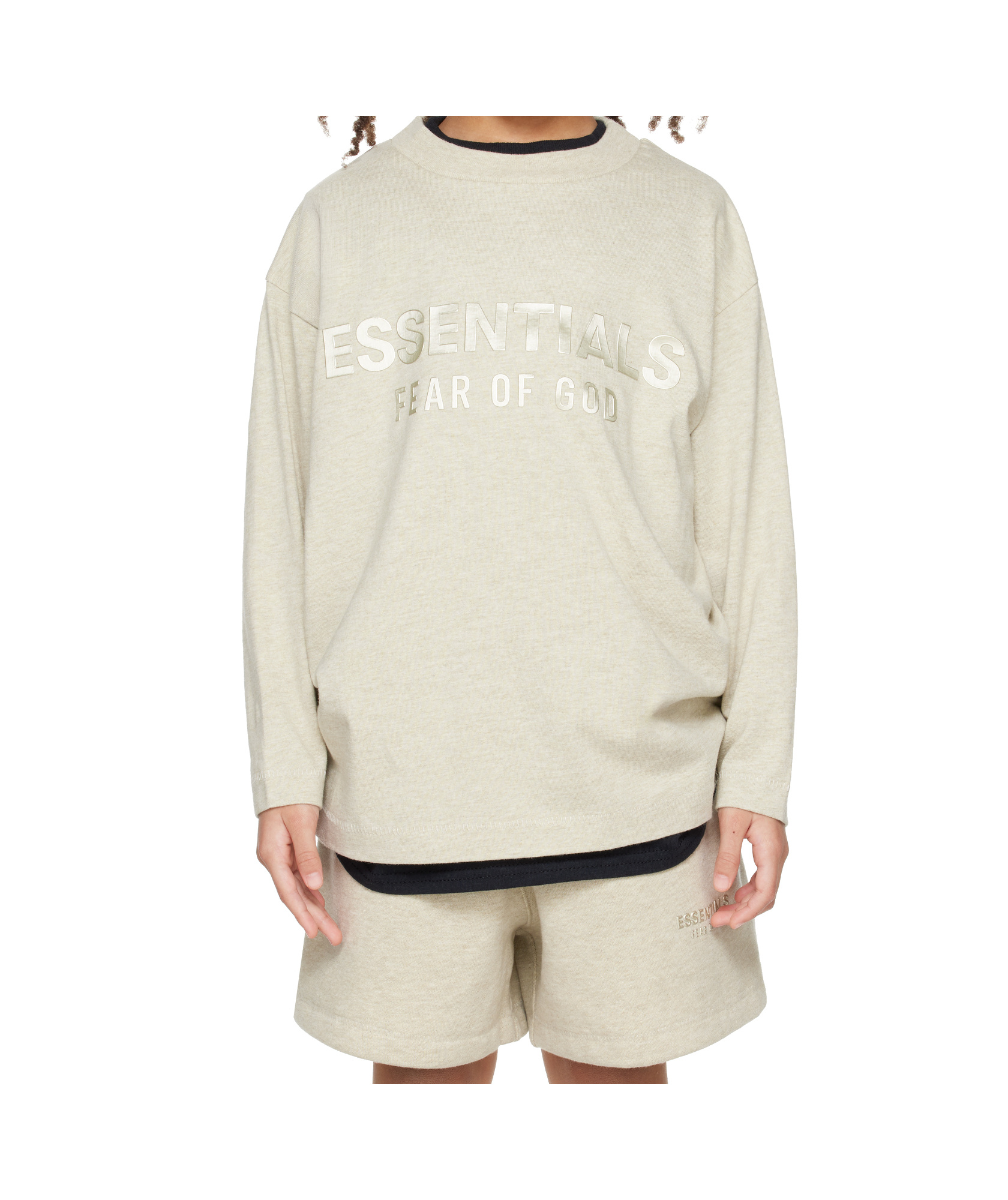 Essentials Kids Beige Classic Long Sleeve T-shirt In Neutral