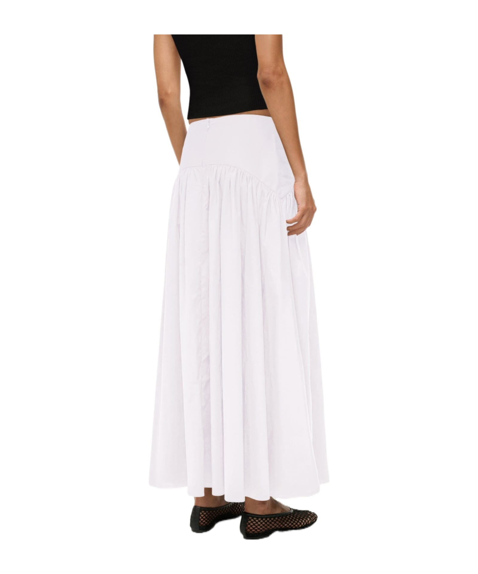 Staud Procida Cotton Popeline Maxi Skirt In White