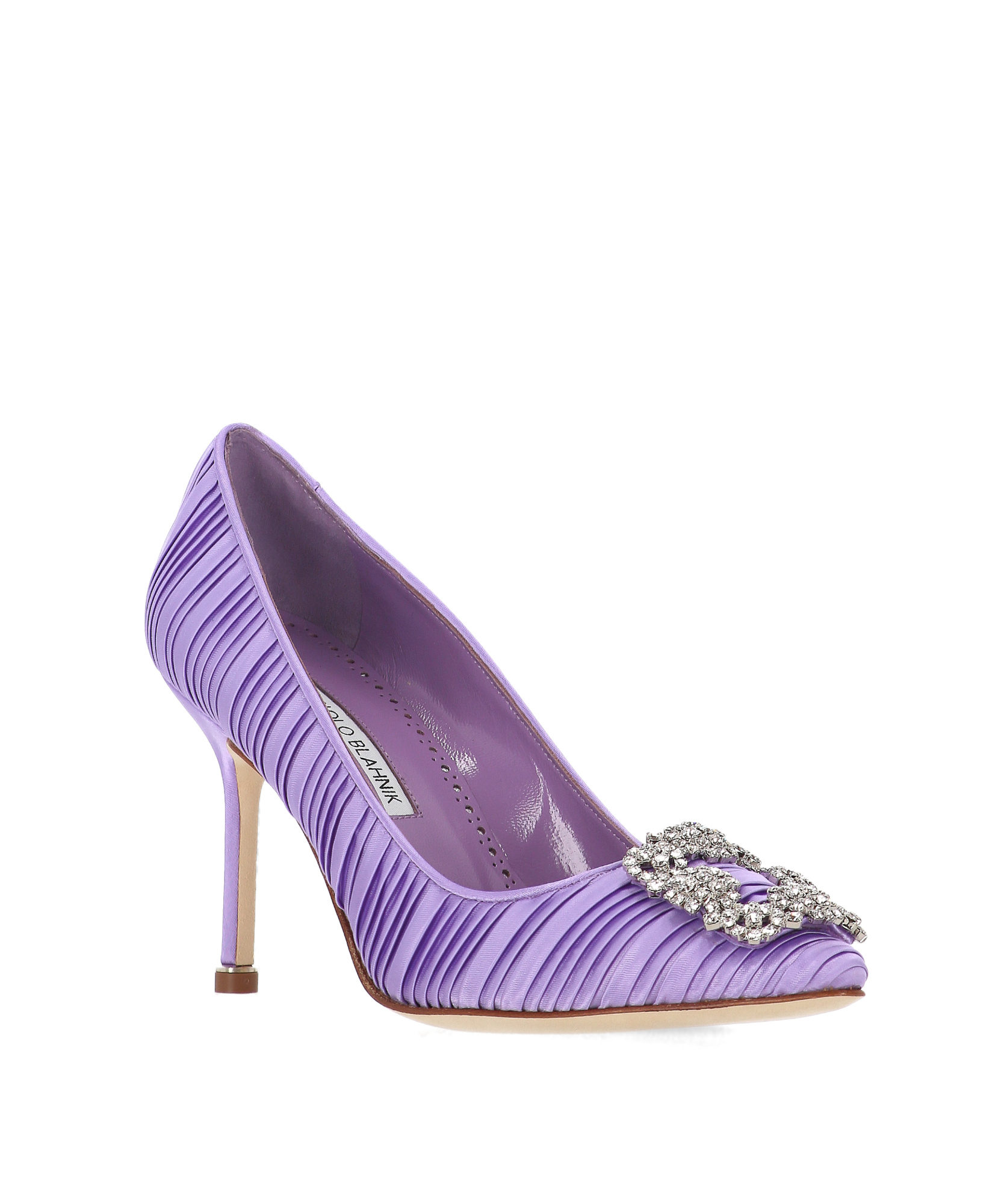 Shop Manolo Blahnik Embellished Pointed Toe Pumps In Purple