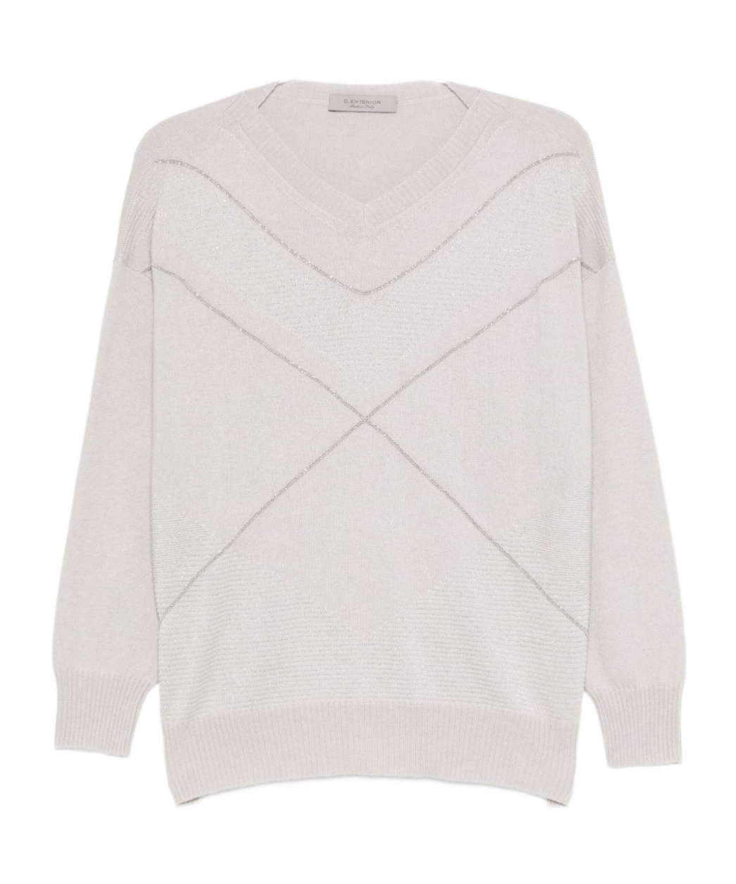 D Exterior V-neck Embellished Knitwear In White