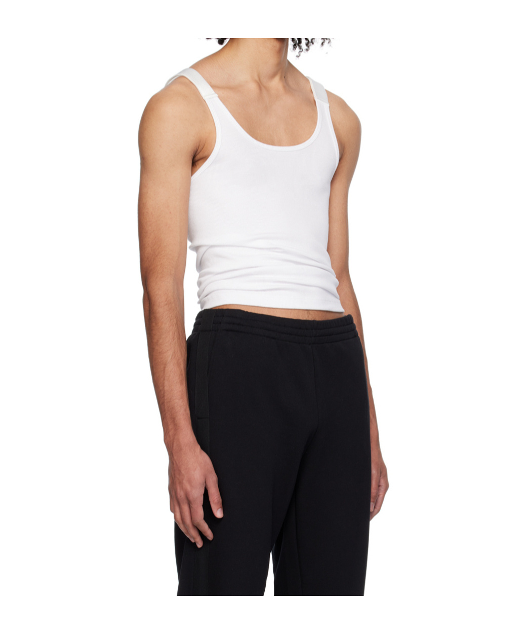 Helmut Lang Low Round Neck Ribbed Knitted Vest In Black
