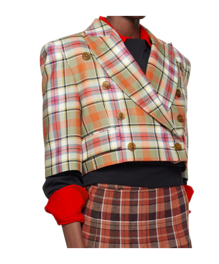 Vivienne Westwood Cut Off Jacket Wool Tartan 46 Women In Nude