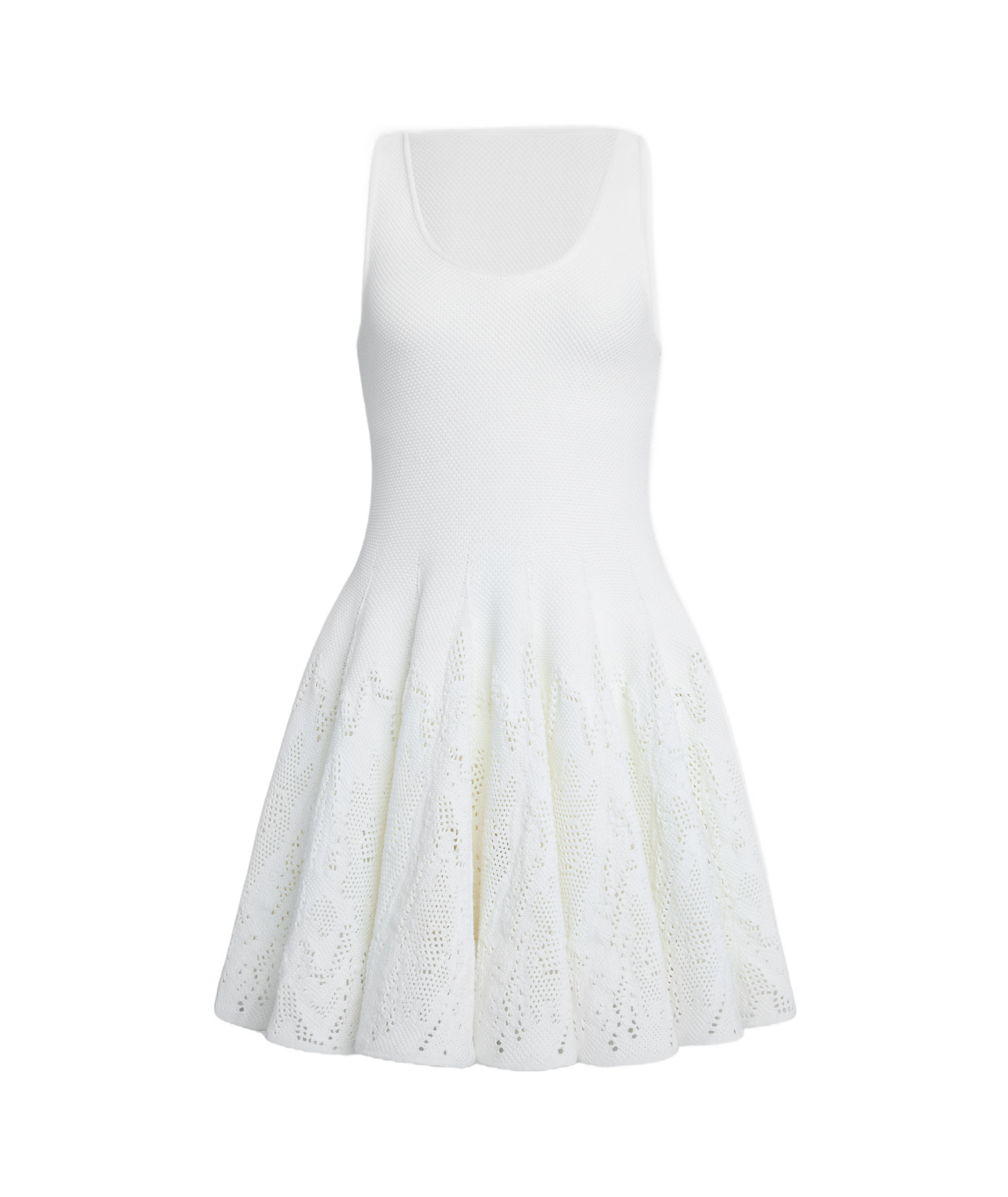 Alaïa Lace-detail Skater Mini Dress In White