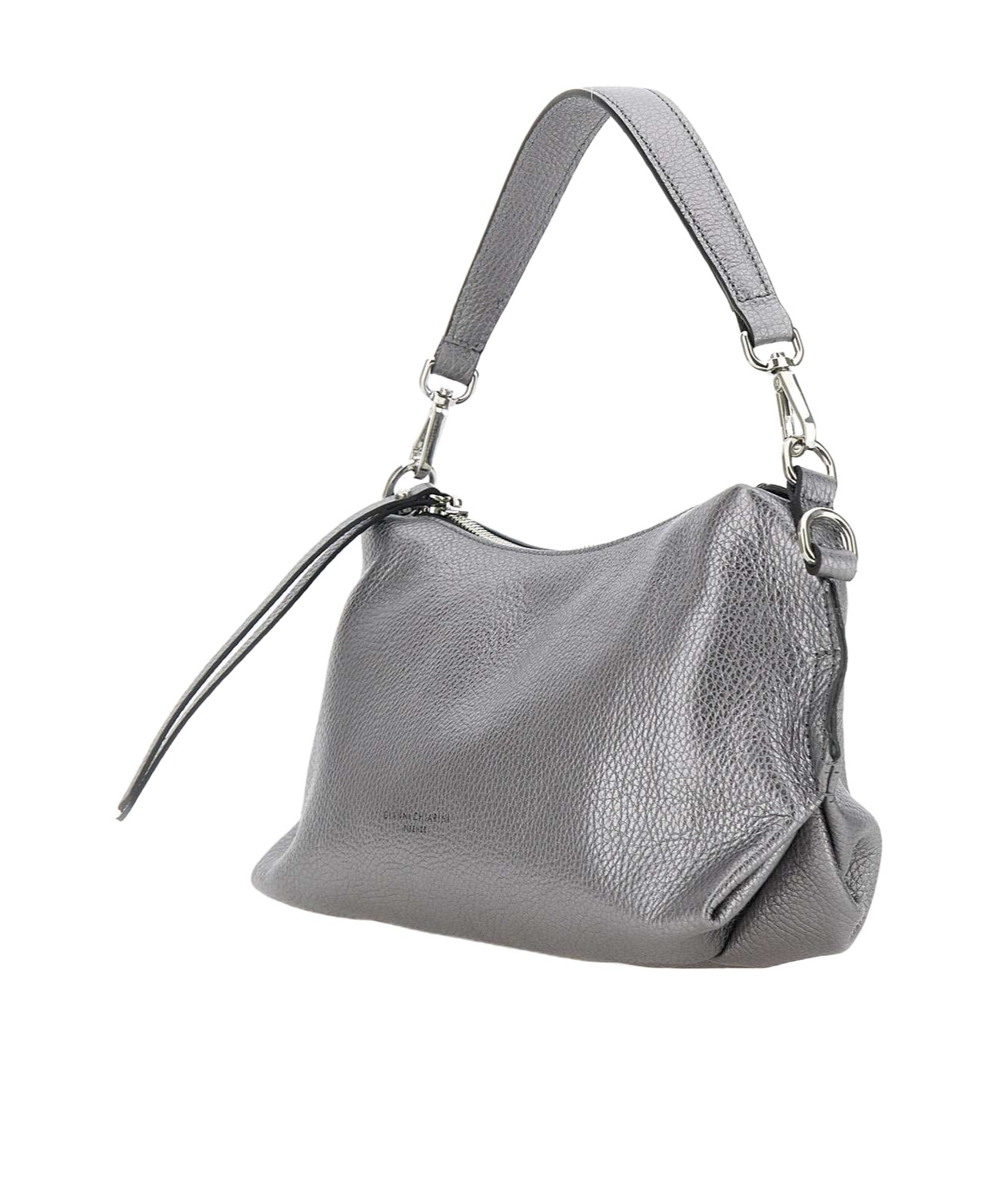 Gianni Chiarini Logo Embossed Zipped Shoulder Bag In Gray