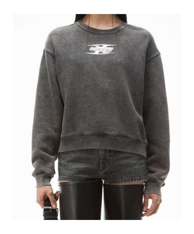 Alexander Wang Blade Logo-embossed Sweatshirt In Cotton Terry In Black