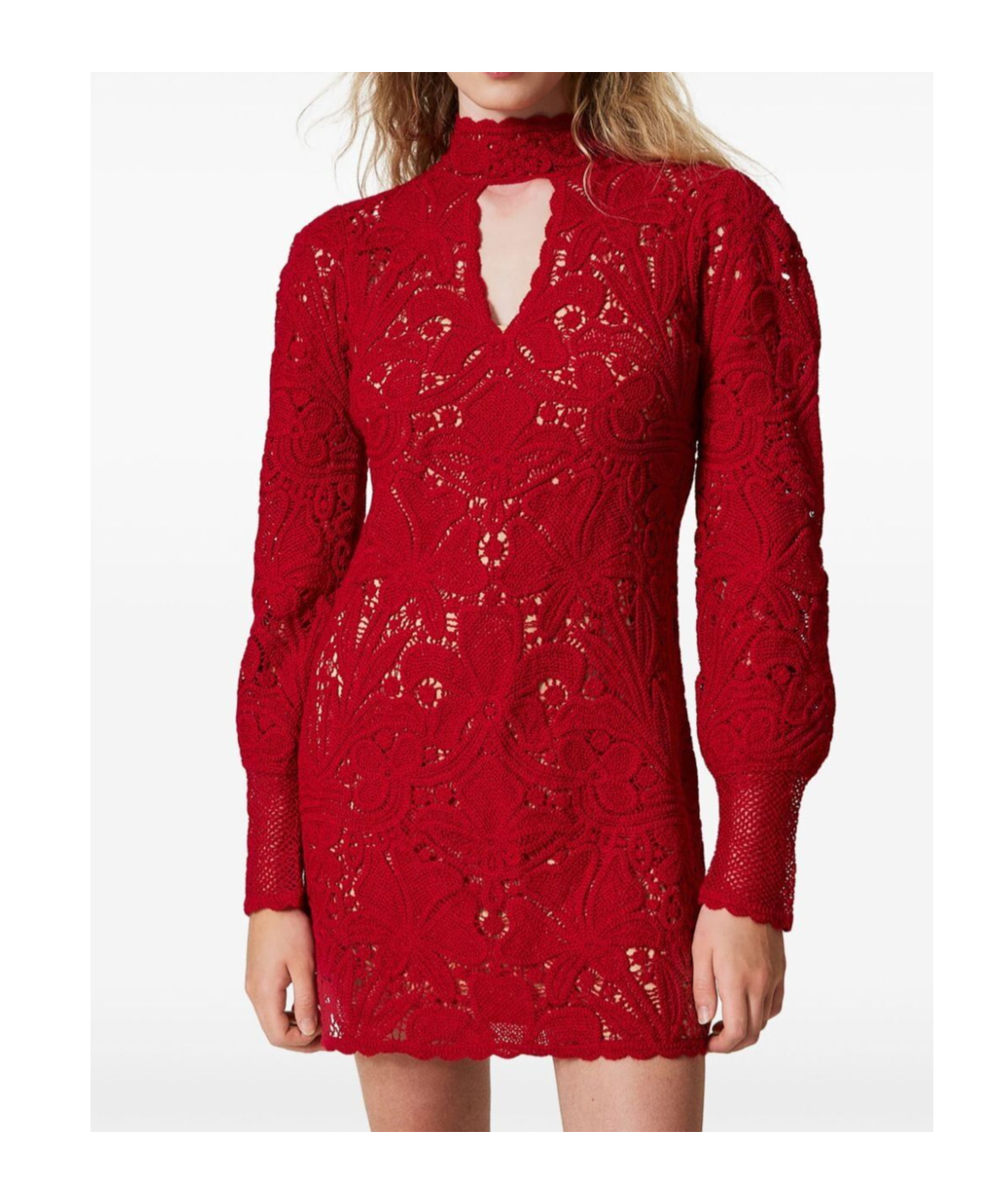 Shop Twinset Floral Crochet Mini Dress
