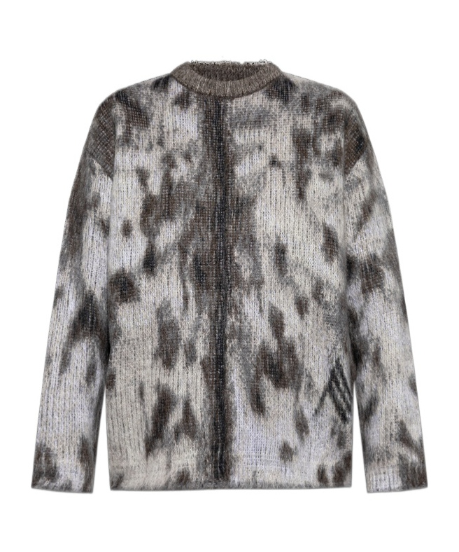 Attico Leopard-print Jacquard Sweater In Gray
