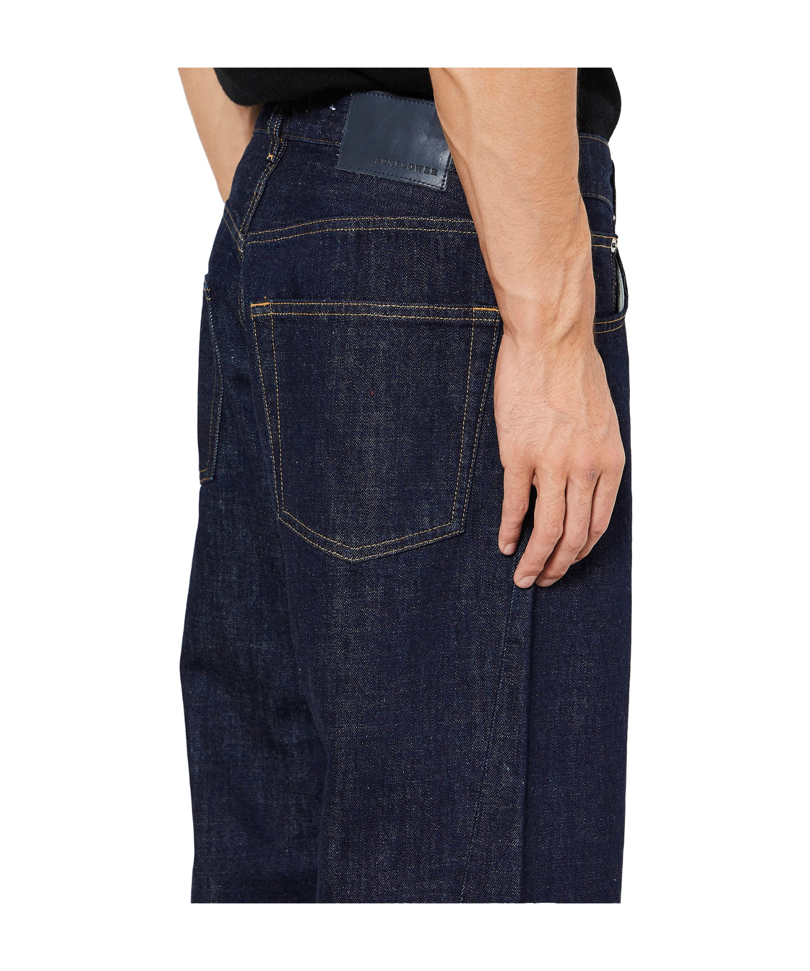 Sunflower Blue Jeans With Belt Loops And Logo Patch On The Rear In Black