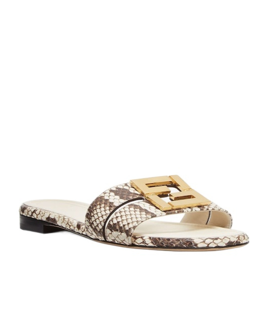 Fendi Multicolor Leather Ffold Slippers In Black