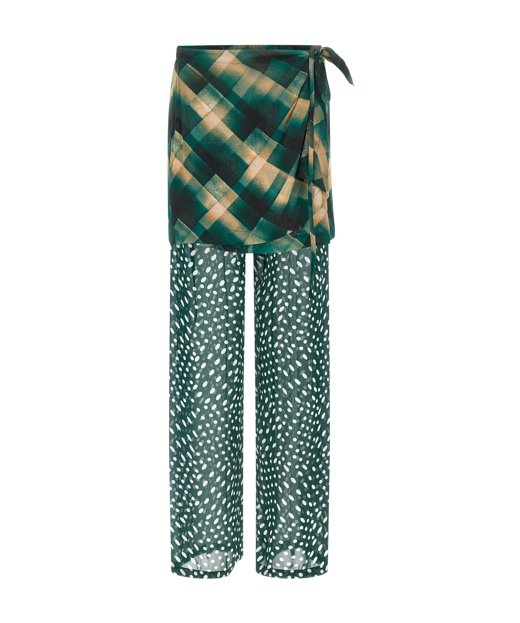 Dries Van Noten Layered Sheer Tie Waist Wrap Trousers In Multi
