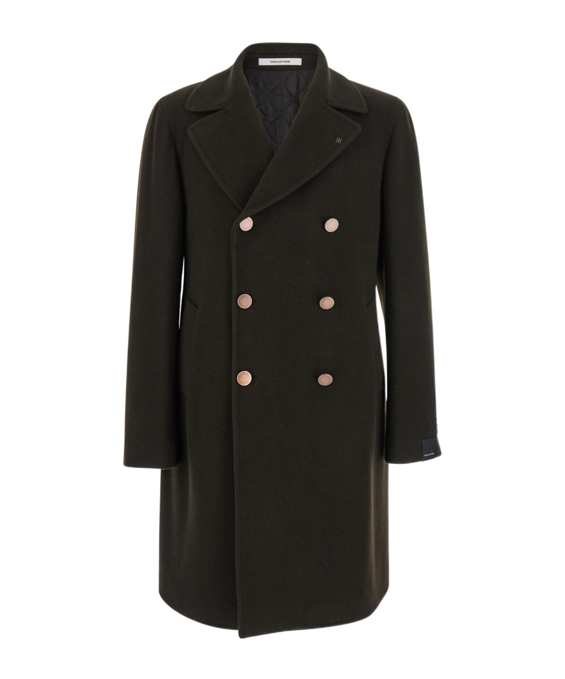 Tagliatore Brown Double Breasted Wool Coat In Black