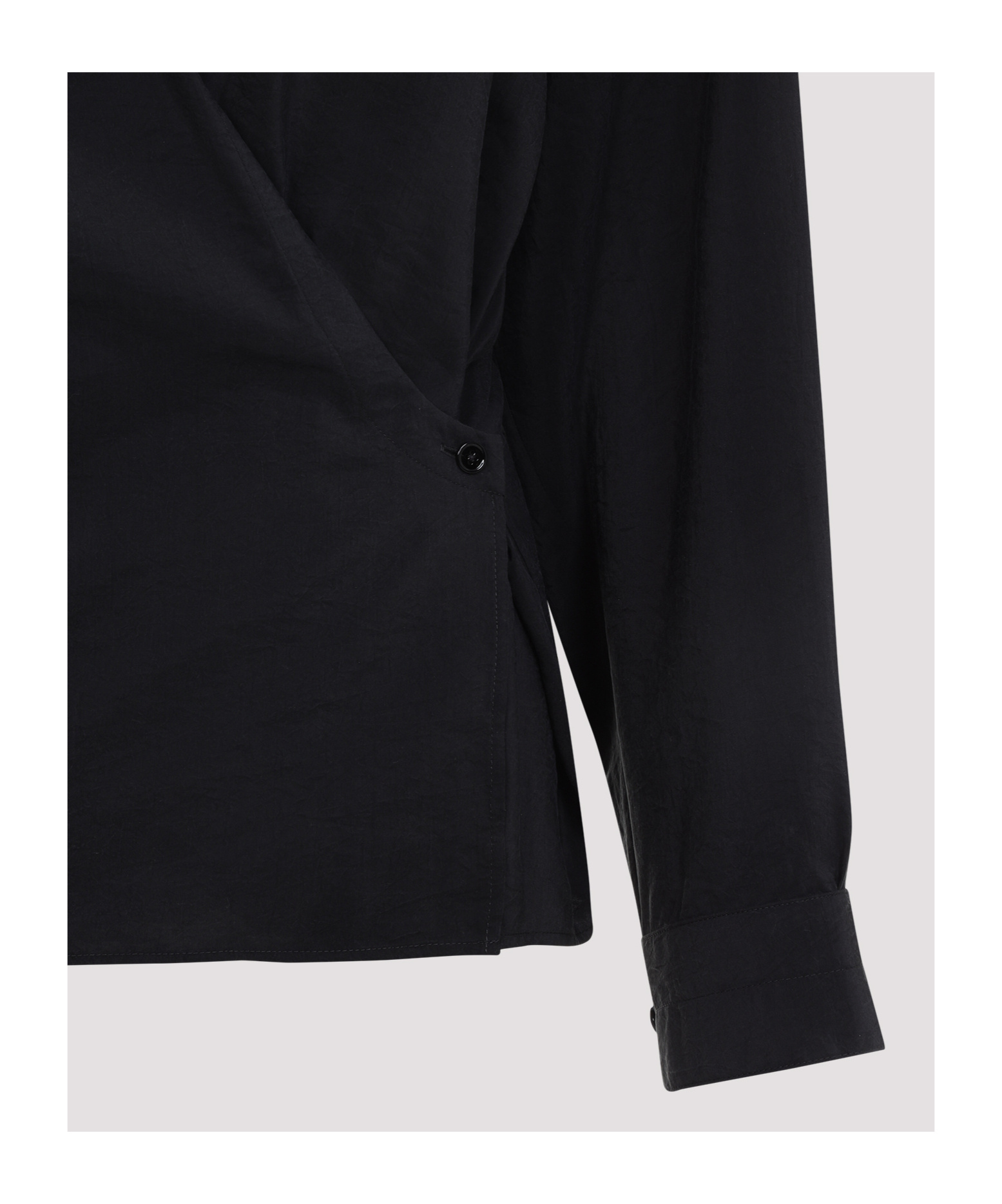 Lemaire Black Straight Collar Twisted Shirt In Black