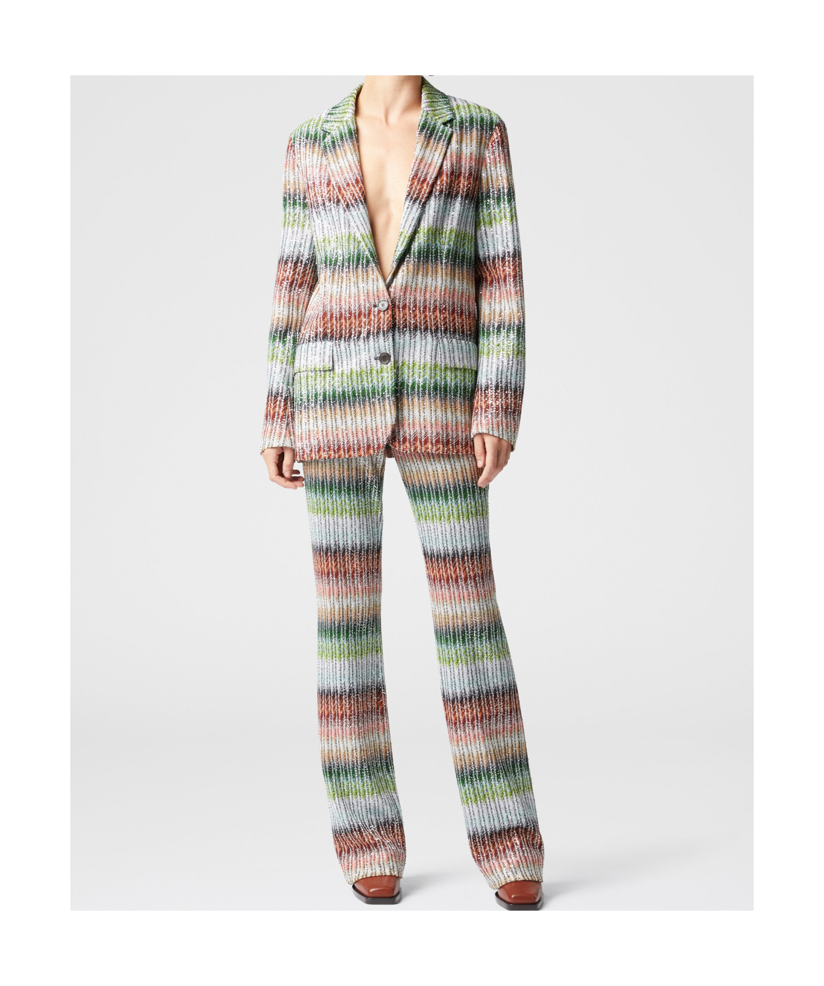 Missoni Zigzag-pattern Straight Trousers In Multicolor