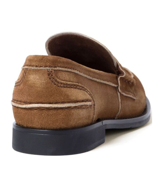Miu Miu Coin-plaque Suede Loafers In Brown