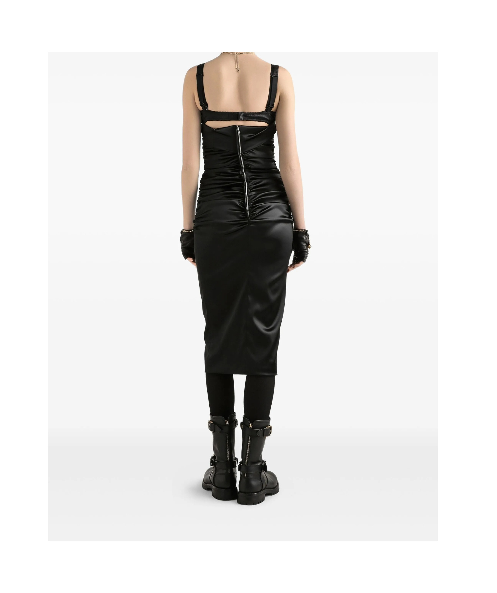 Dolce & Gabbana Silk Blend Dress Spaghetti Straps In Black