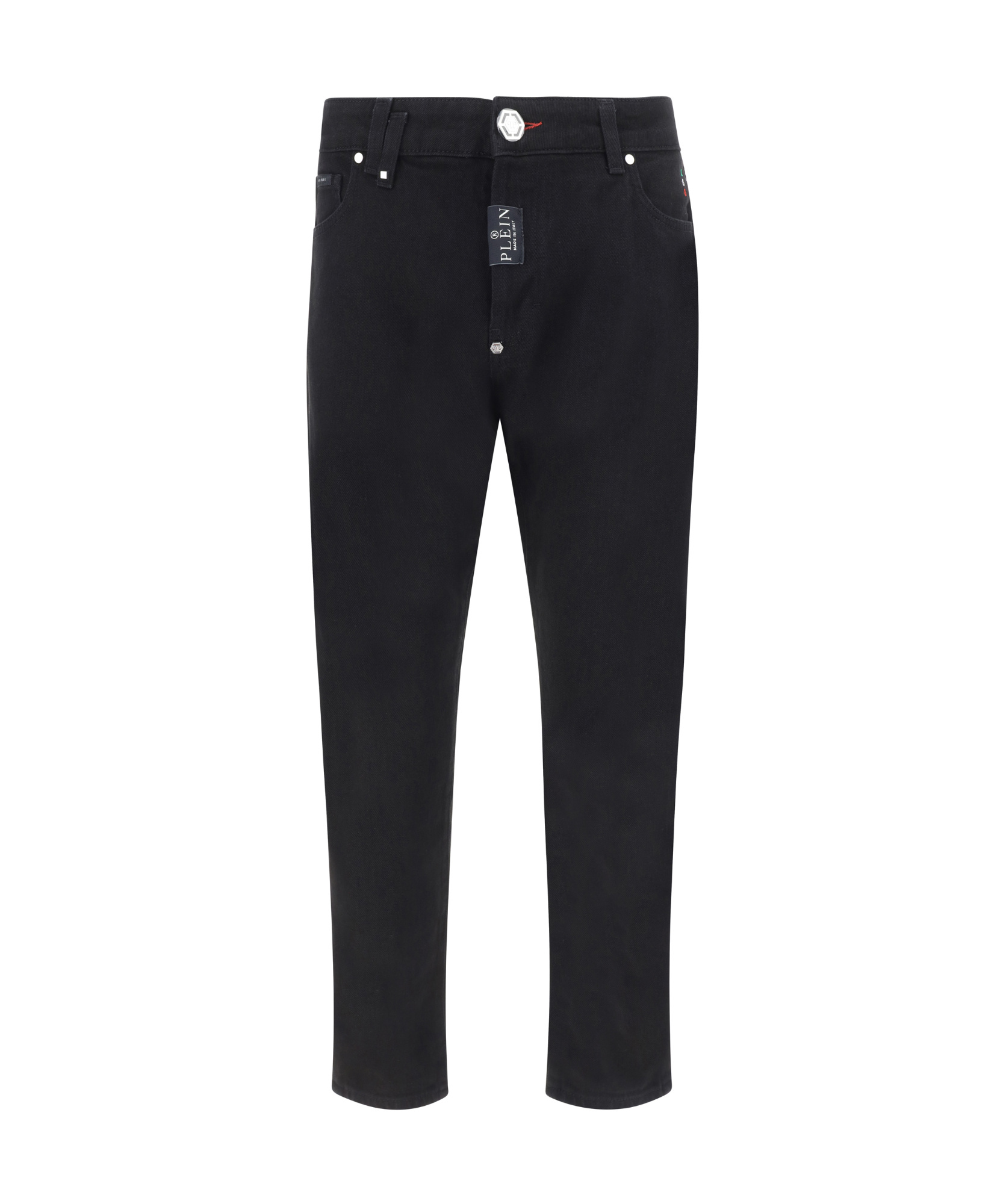 Shop Philipp Plein Logo Patch Mid-rise Jeans In Black