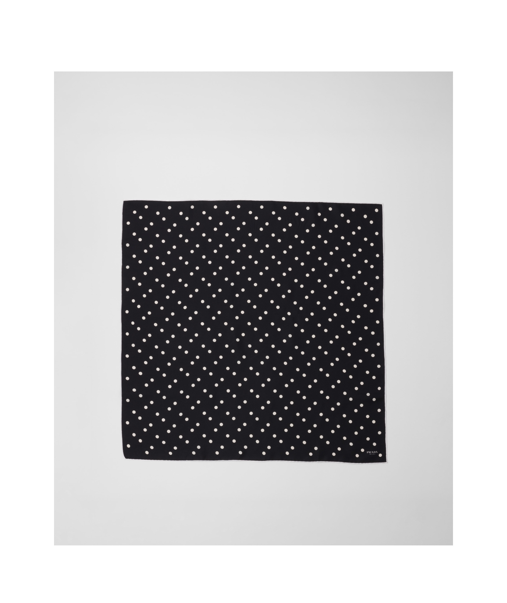 Shop Prada Printed Silk Twill Scarf 65x65 In Black/white