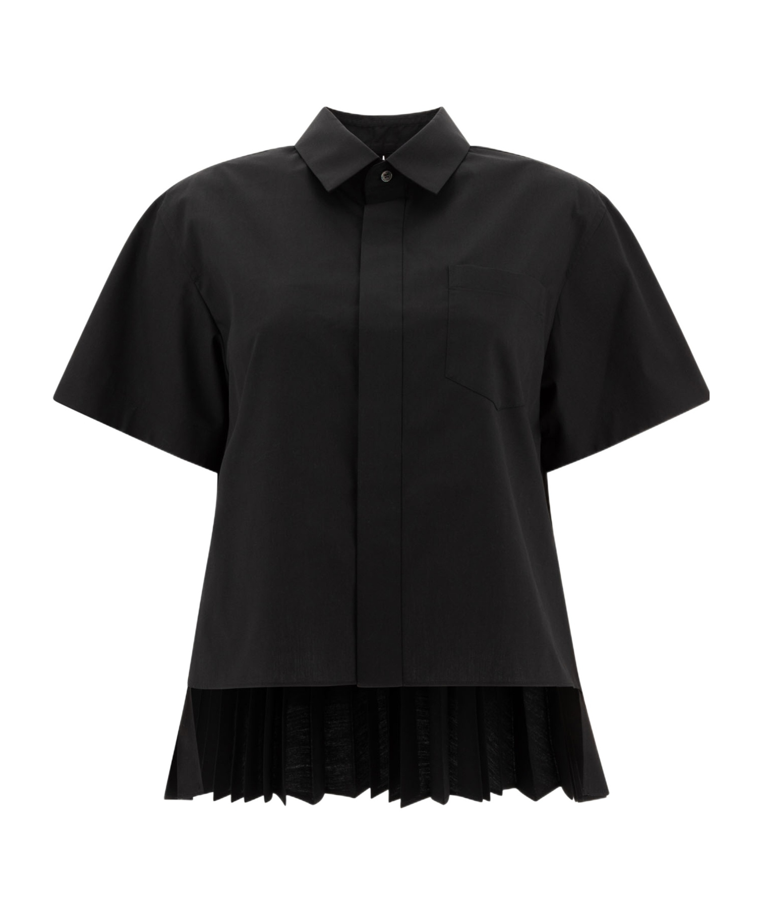 Shop Sacai Pleated Shirt In Black