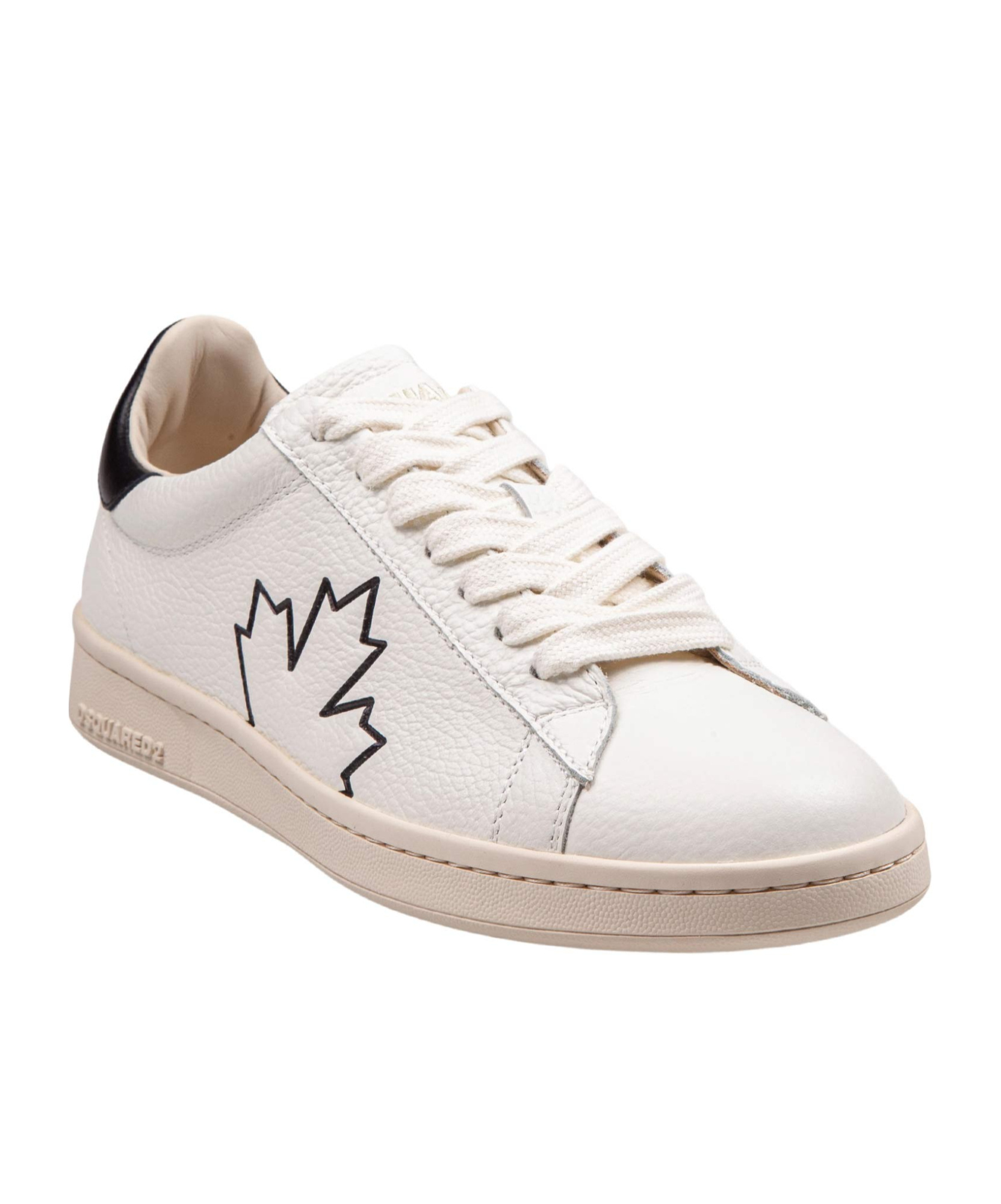 Dsquared2 Boxer Sneakers In Leather Color Black And White In Nude