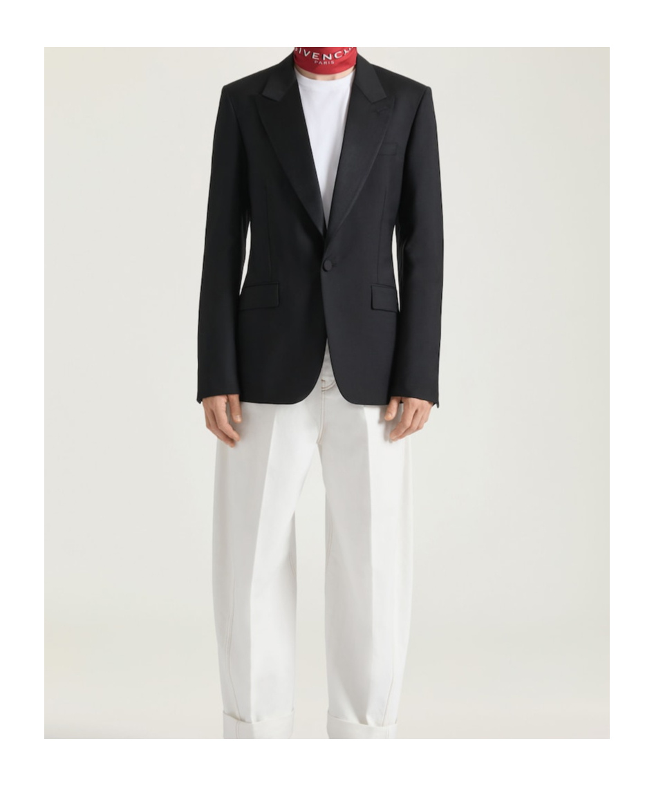 Givenchy Fitted Suit-jacket In Wool Mohair With Satin Collar In Black