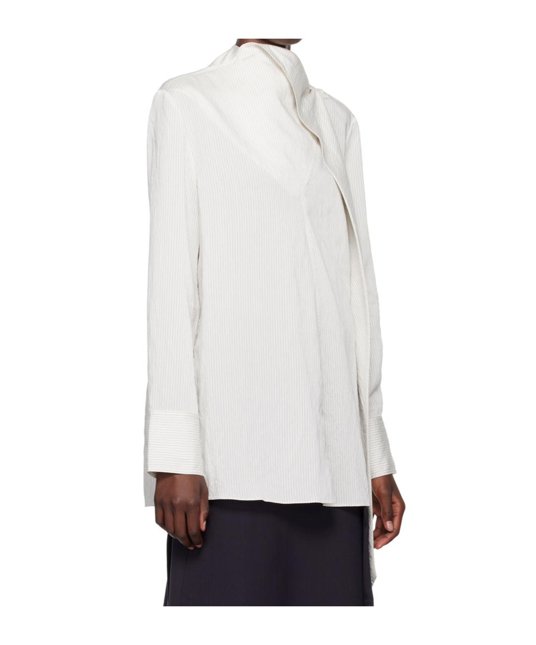 Studio Nicholson Striped Long-sleeved Blouse In White