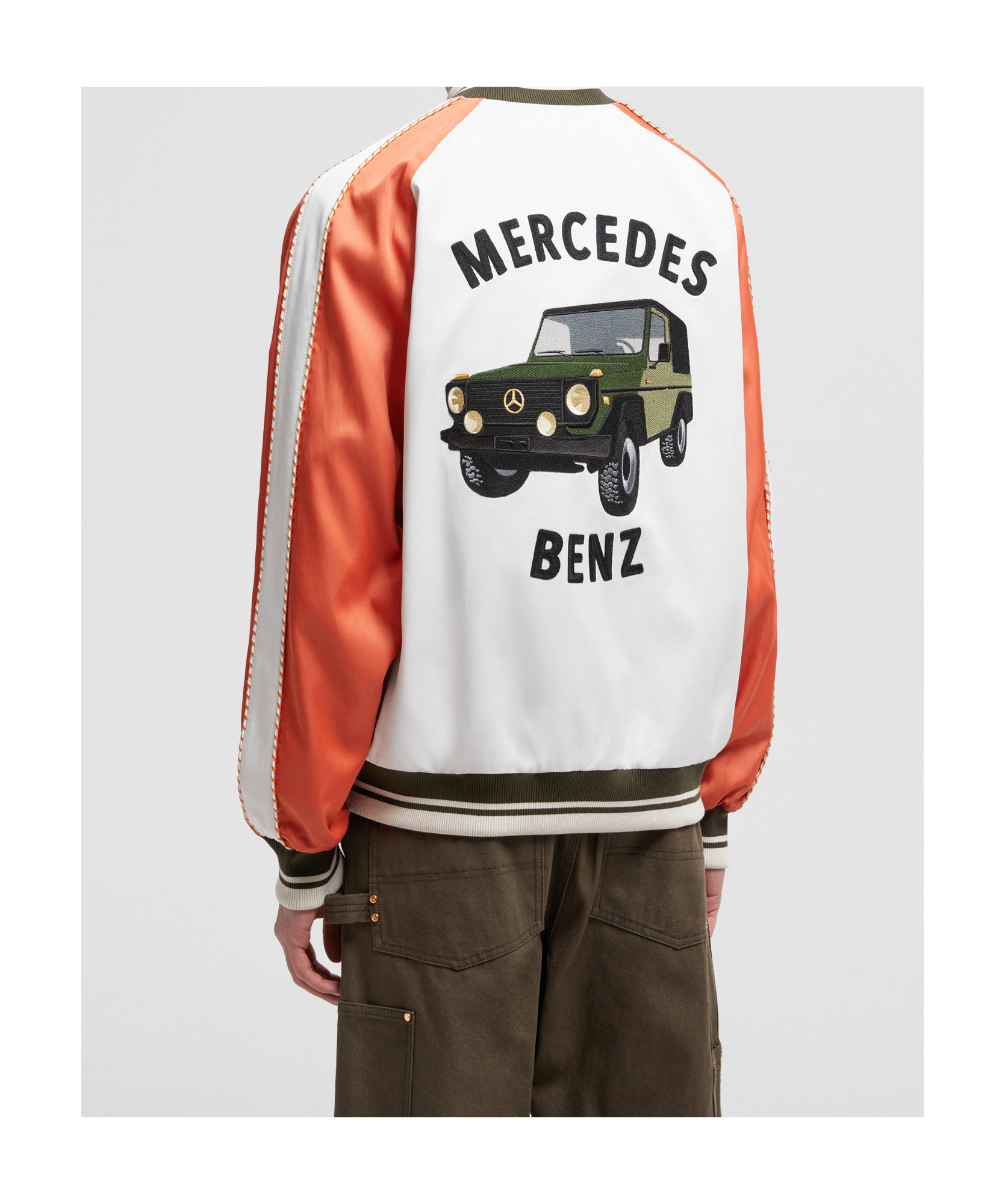Moncler X Mercedes-benz By Nigo Satet Reversible Satin Bomber In White