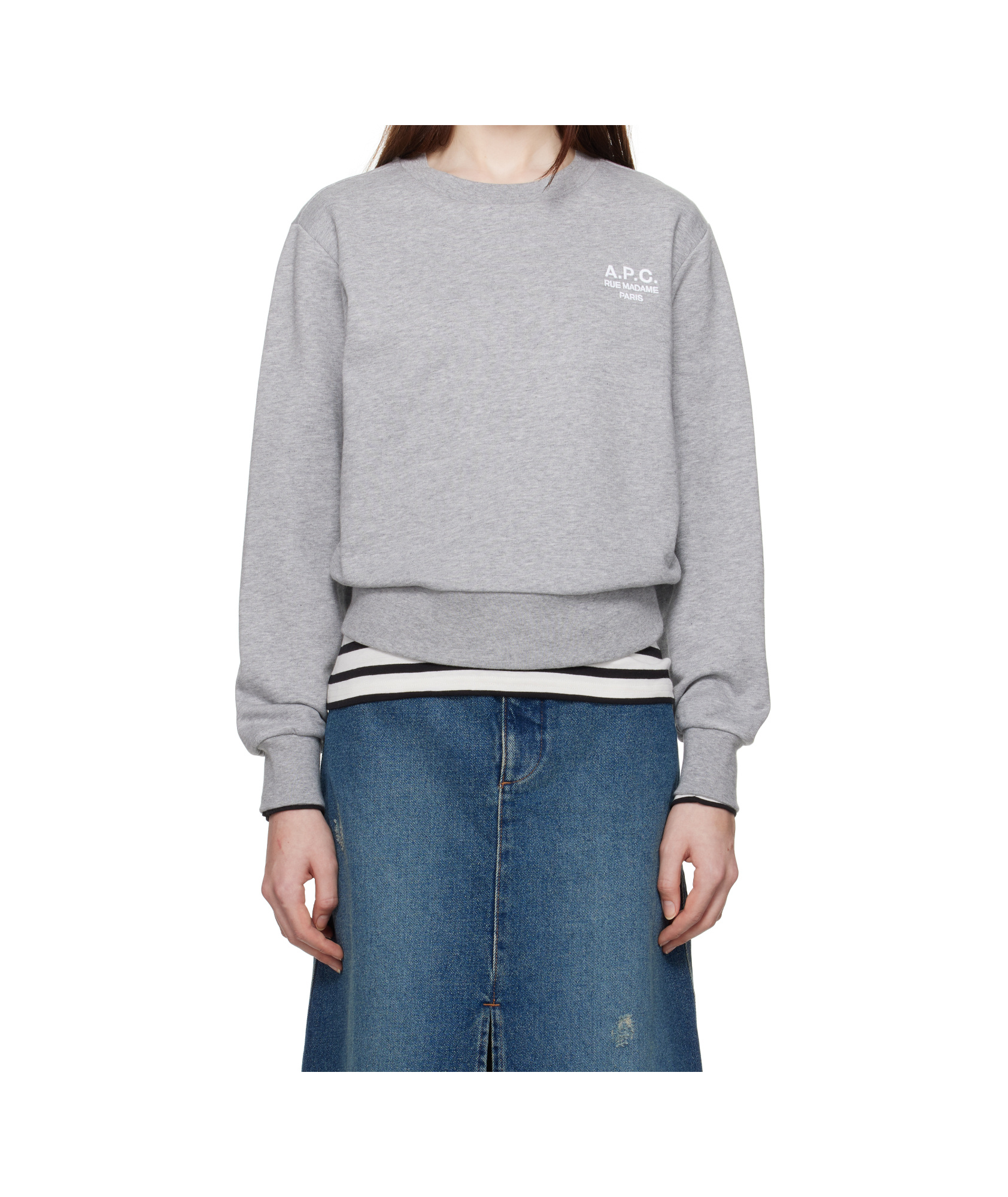 Apc A.p.c. Rue Madame Logo Embroidered Crewneck Sweatshirt In Gray