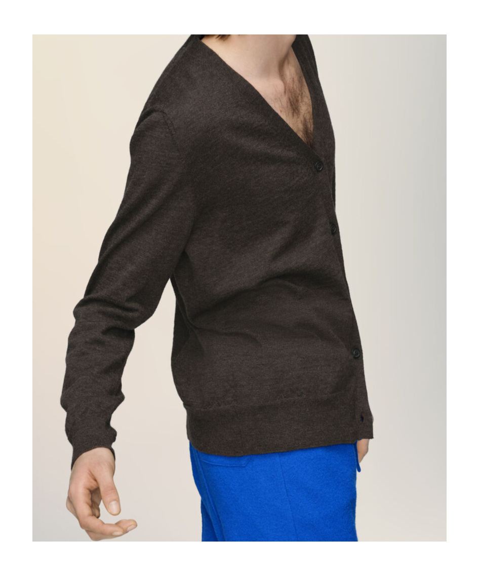 Maison Margiela Suede Patch Cardigan Sweaters And Cardigans Brown In Brown